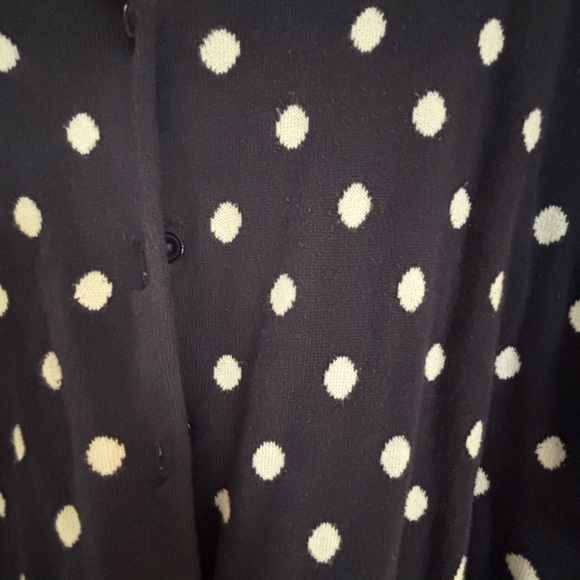 Talbots Navy and White Polka Dot Cardigan - Picture 2 of 6